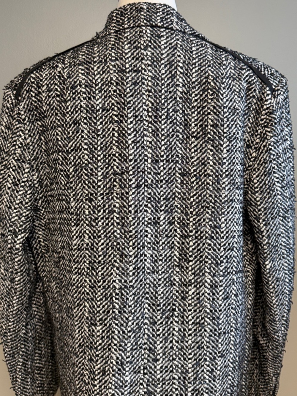 Rag & Bone Herringbone Wool Blazer Black White Size 12 - Picture 6 of 7